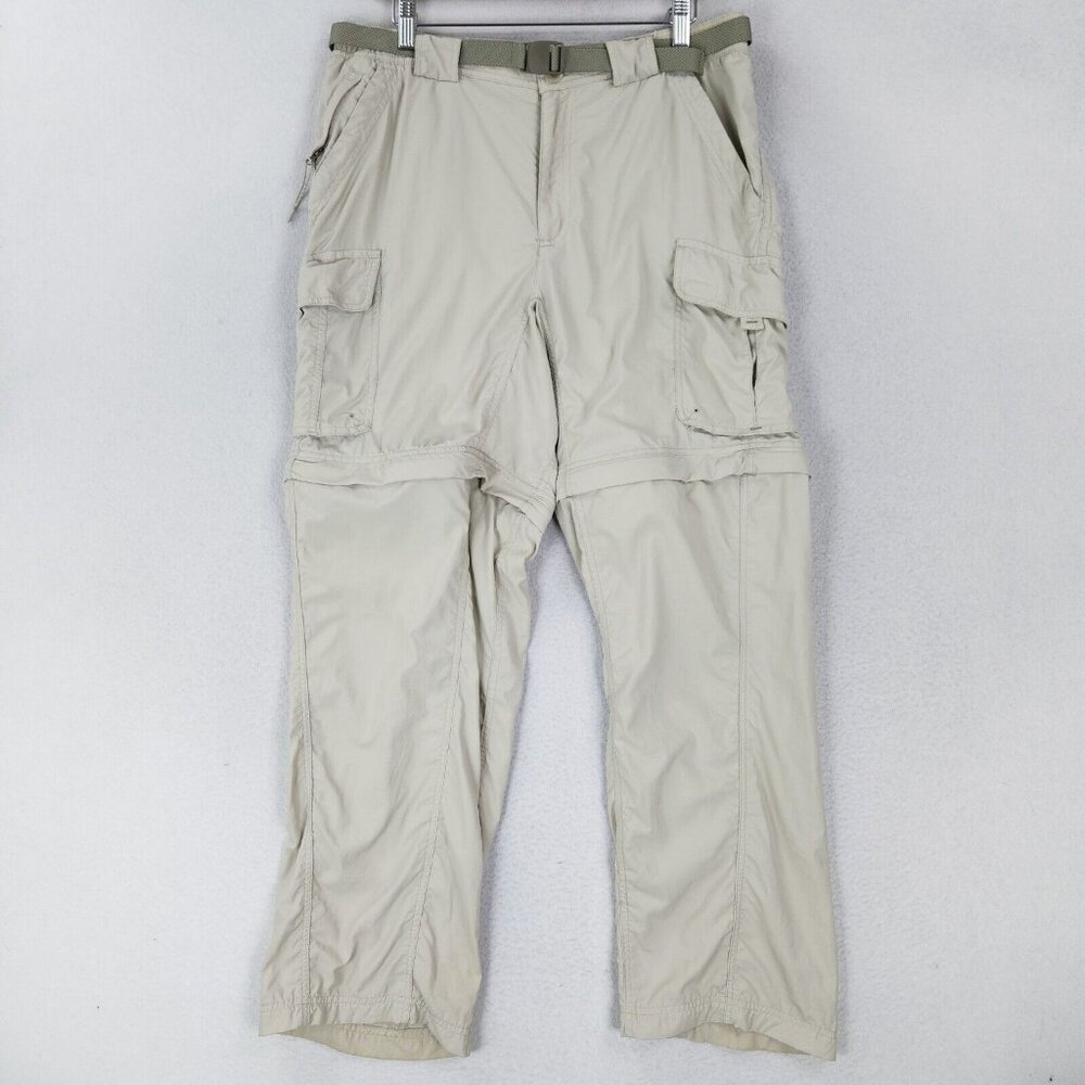 Columbia Pants Mens Medium Tan Belted Titanium Convertible Straight Leg Cargo